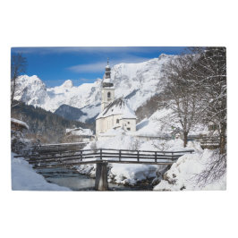 Impresión En Metal Iglesia en la nieve con los Alpes
