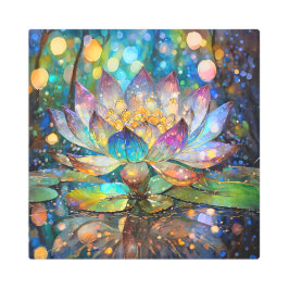 Impresión En Metal Illuminated Blooming Lotus Flower