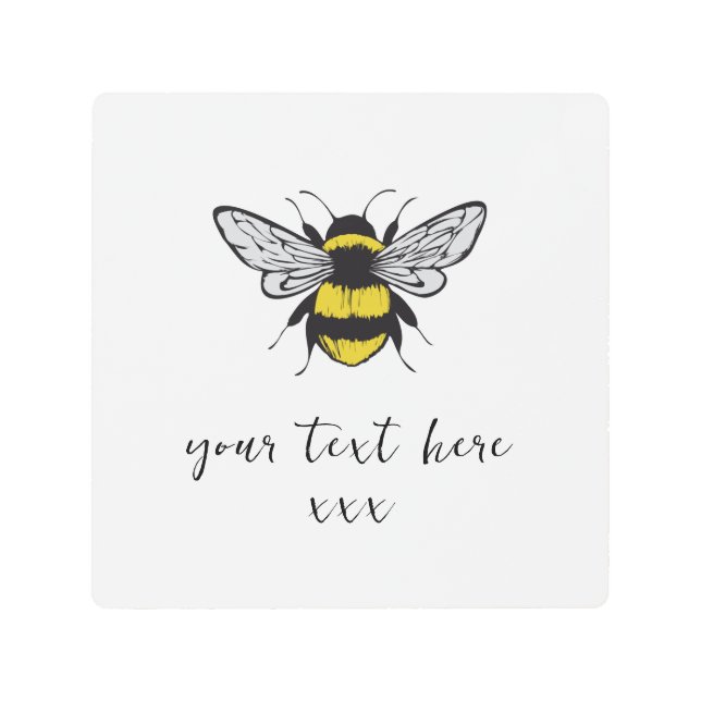 Impresión En Metal Ilustracion de abejas - agrega tu propio texto (Anverso)