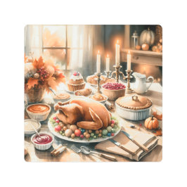 Impresión En Metal Ilustracion de Acción de Gracias de Acuarela