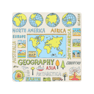 Impresión En Metal Ilustracion de geografía de época dibujado a mano