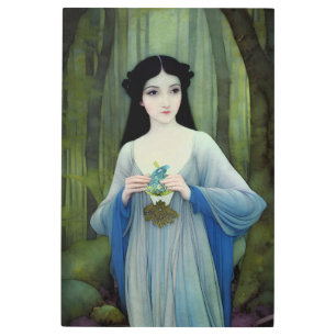 Impresión En Metal Ilustracion de lavado de tinta de bella mujer en l