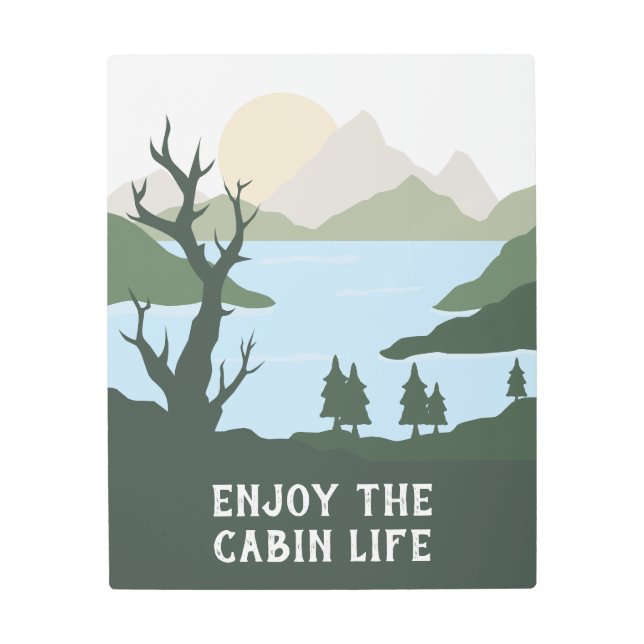 Impresión En Metal Ilustracion de naturaleza de texto personalizado (Anverso)