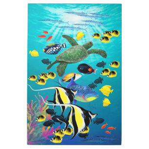 Impresión En Metal Ilustracion de pescado tropical de Hawái