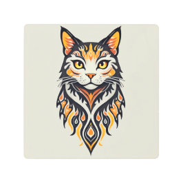 Impresión En Metal Ilustracion felino simétrico estilo boho