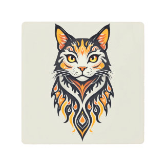 Impresión En Metal Ilustracion felino simétrico estilo boho