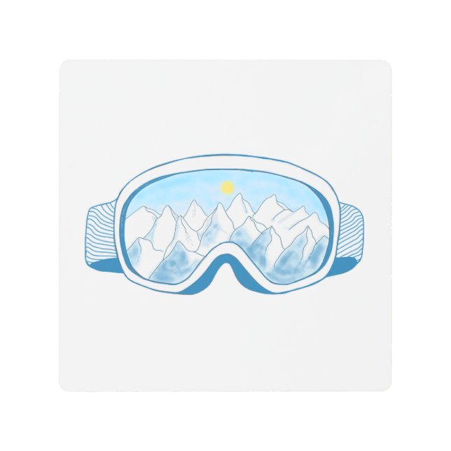Impresión En Metal Ilustracion Goggles Ski (Anverso)