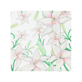 Impresión En Metal Ilustracion White Lilies
