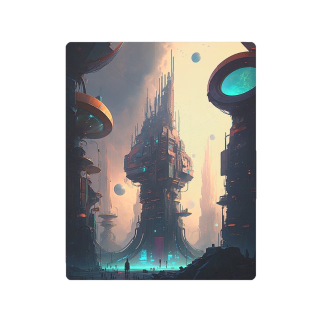 Impresión En Metal Imagen de ciencia ficción Ciudad futurista Metaliz (Anverso)