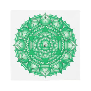 Impresión En Metal Imagen Metalizado de Heart Chakra Mandala