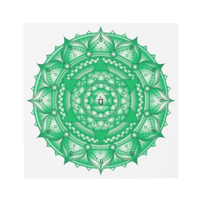 Impresión En Metal Imagen Metalizado de Heart Chakra Mandala (Anverso)
