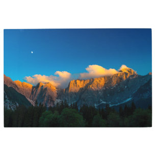 Impresión En Metal Impresionante puesta de sol en el lago Di Fusine, 