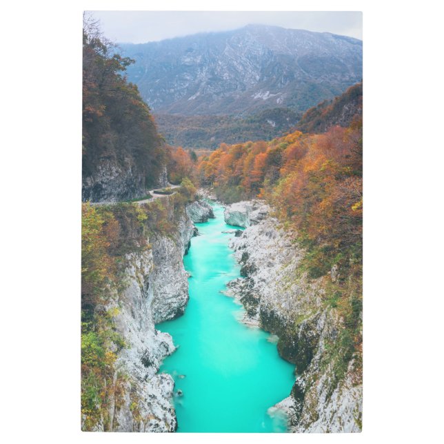 Impresión En Metal Impresionante río Soča Napolen, Eslovenia (Anverso)