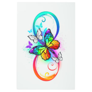Impresión En Metal Infinidad brillante con la mariposa arcoiris