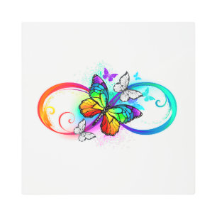 Impresión En Metal Infinidad brillante con la mariposa arcoiris