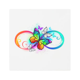 Impresión En Metal Infinidad brillante con la mariposa arcoiris