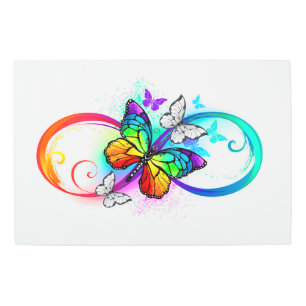 Impresión En Metal Infinidad brillante con la mariposa arcoiris