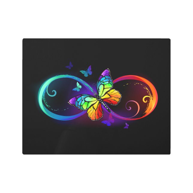 Impresión En Metal Infinidad vibrante con mariposa arco iris sobre ne (Anverso)