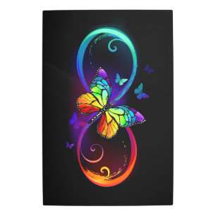 Impresión En Metal Infinidad vibrante con mariposa arco iris sobre ne