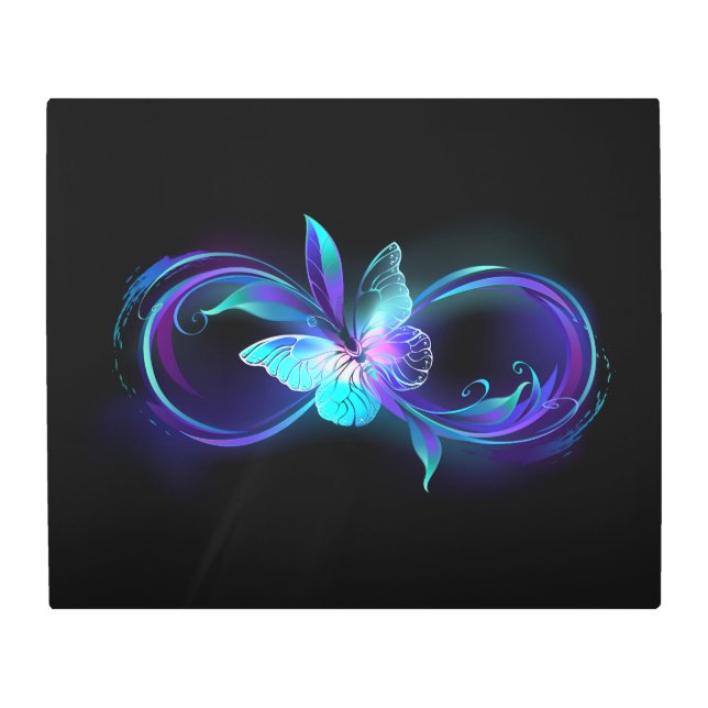 Impresión En Metal Infinito brillante con mariposa mágica (Anverso)