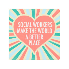 Impresión En Metal Inspirador trabajo social cita colores retro del c