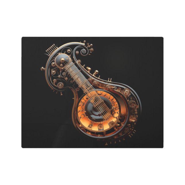 Impresión En Metal Instrumento Musical Steampunk (Anverso)