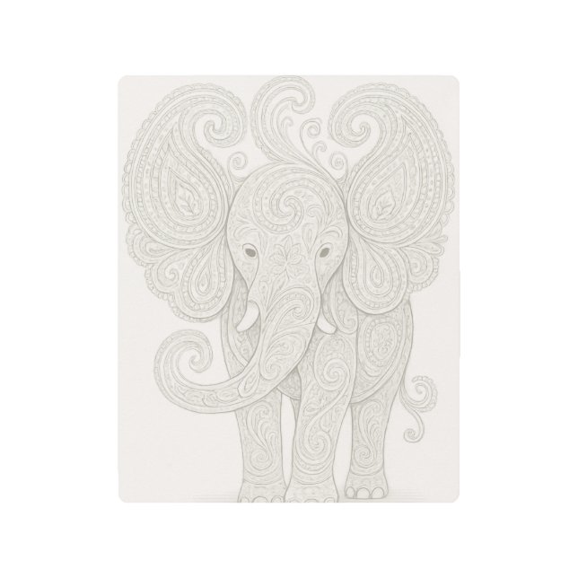 Impresión En Metal Intricate Paisley Elephant Metal Print (Anverso)