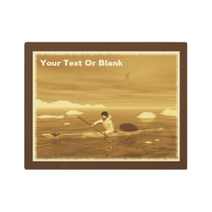 Impresión En Metal Inuit Kayak - Sepia