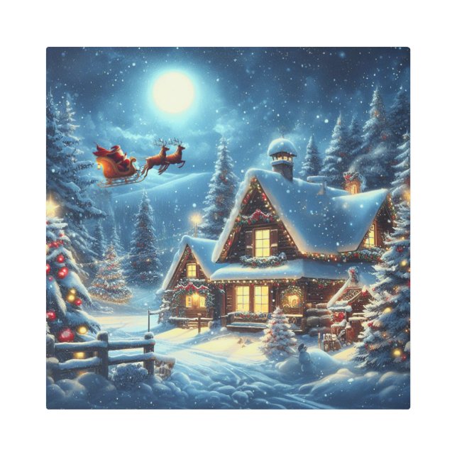 Impresión En Metal Invierno/Santa/Navidades/Nieve (Anverso)
