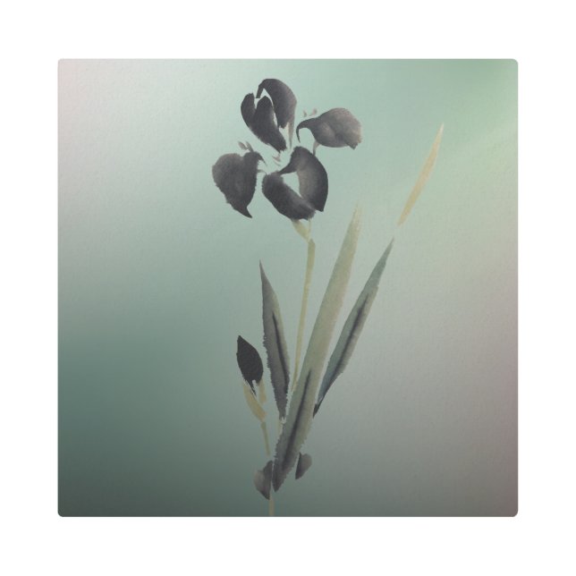 Impresión En Metal Iris Ukiyo-e japonés elegante y sencillo (Anverso)