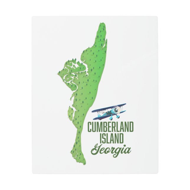 Impresión En Metal Isla Cumberland Mapa de Georgia (Anverso)