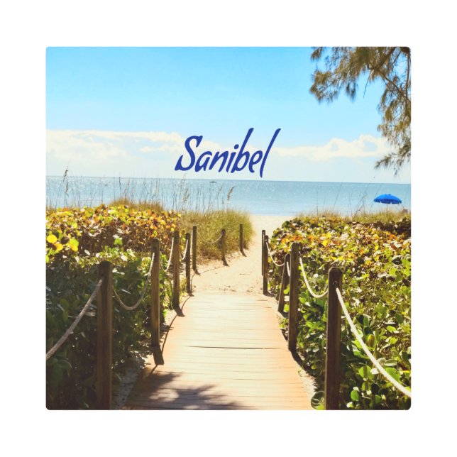 Impresión En Metal Isla Sanibel Florida Beach Ocean (Anverso)