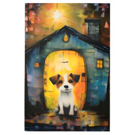Impresión En Metal Jack Russell Terrier en su acogedora casa