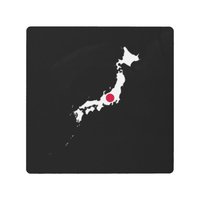 Impresión En Metal Japan flag on the map (Anverso)