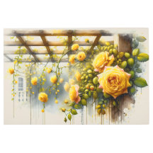 Jardín de acuarela de rosas amarillas