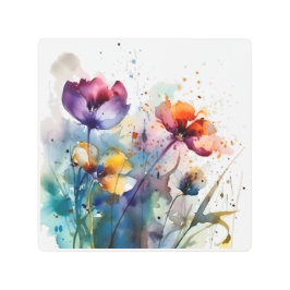 Impresión En Metal Jardín Dreamscape: Flores acuáticas abstractas