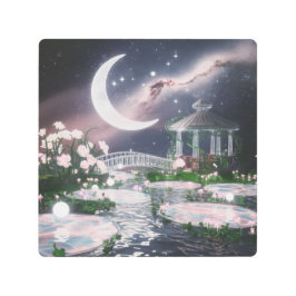 Impresión En Metal Jardín Magico Gazebo A La Luz De La Luna