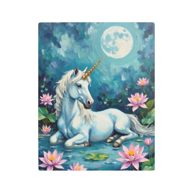 Impresión En Metal Jardín Místico de Unicornio (Anverso)