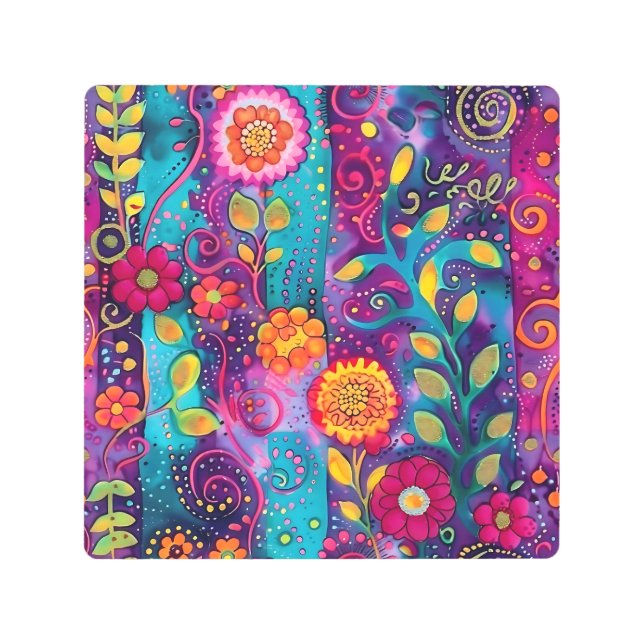 Impresión En Metal Jardín psicodélico - Temblor en flor (Anverso)