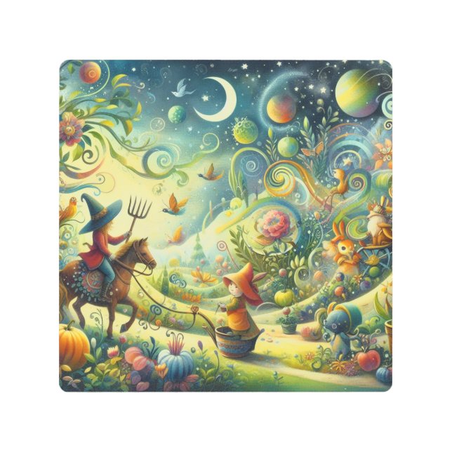 Impresión En Metal Jardín Wimsical (Anverso)