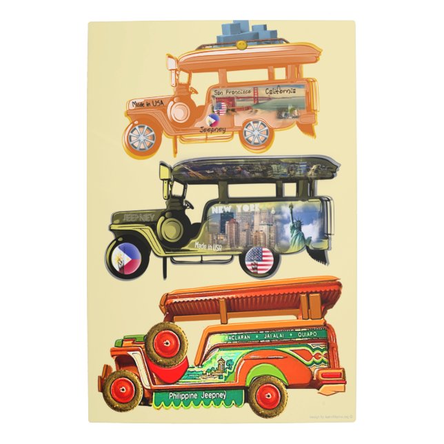 Impresión En Metal Jeepneys - Filipinas, Nueva York, San Francisco (Anverso)