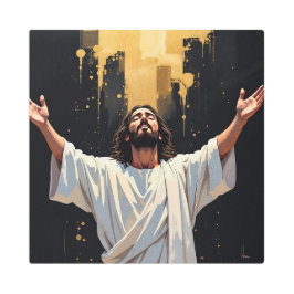 Impresión En Metal Jesus Christ Our Savior | Black and Gold