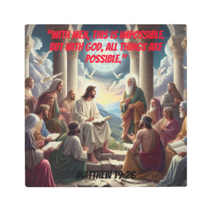 Impresión En Metal Jesús y los discípulos: Mateo 19:26