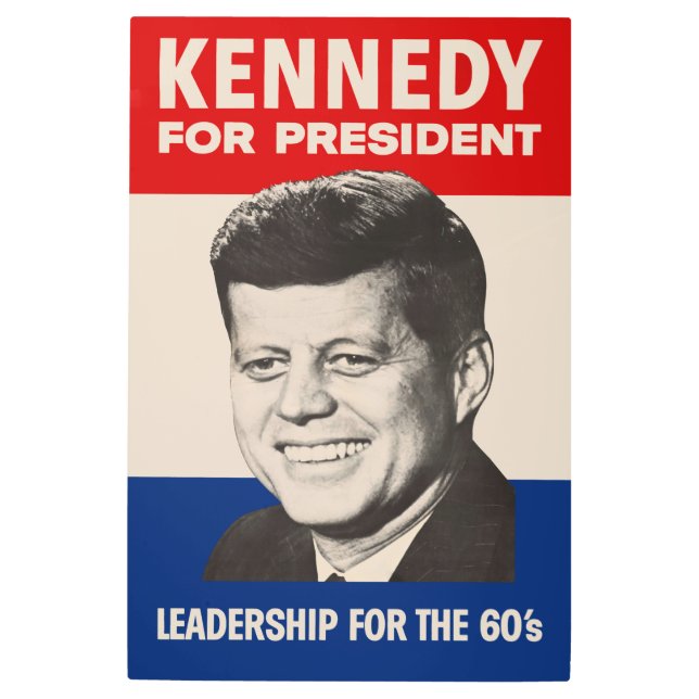 Impresión En Metal John F. Kennedy Por La Campaña Del Presidente JFK (Anverso)