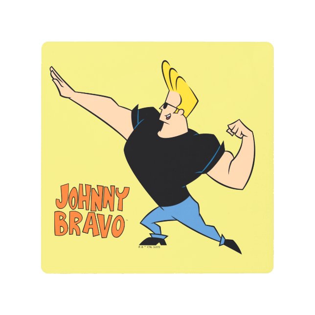 Impresión En Metal Johnny Bravo Flexing (Anverso)