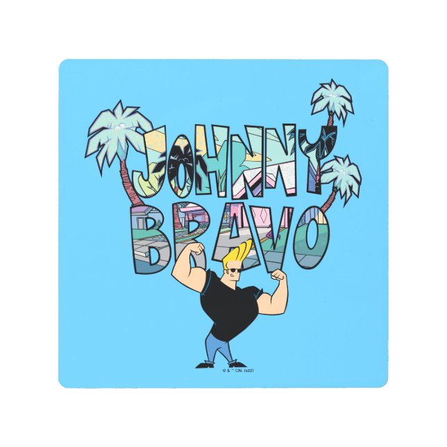 Impresión En Metal Johnny Bravo Palm Tree Name (Anverso)