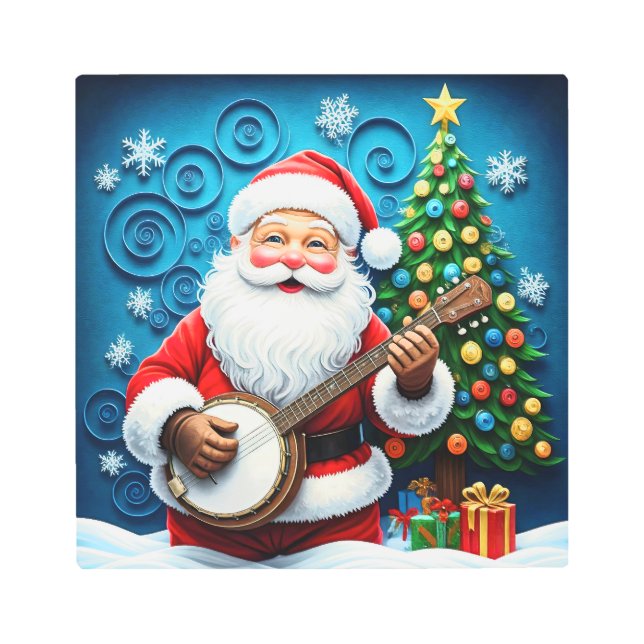 Impresión En Metal Jolly Banjo Santa (Anverso)