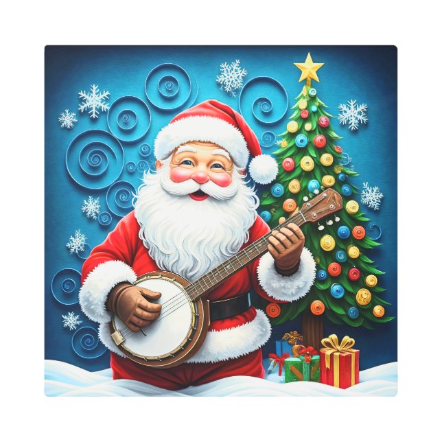 Impresión En Metal Jolly Banjo Santa (Anverso)