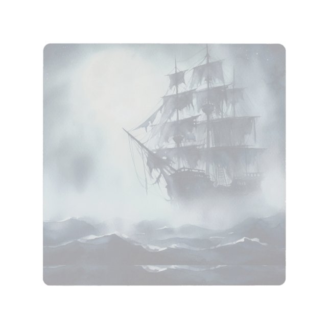 Impresión En Metal Jubilación de Barco Pirata Gris, Niebla Gris