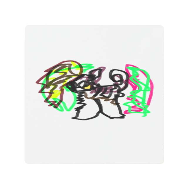 Impresión En Metal Juego de otoño Husky (Anverso)